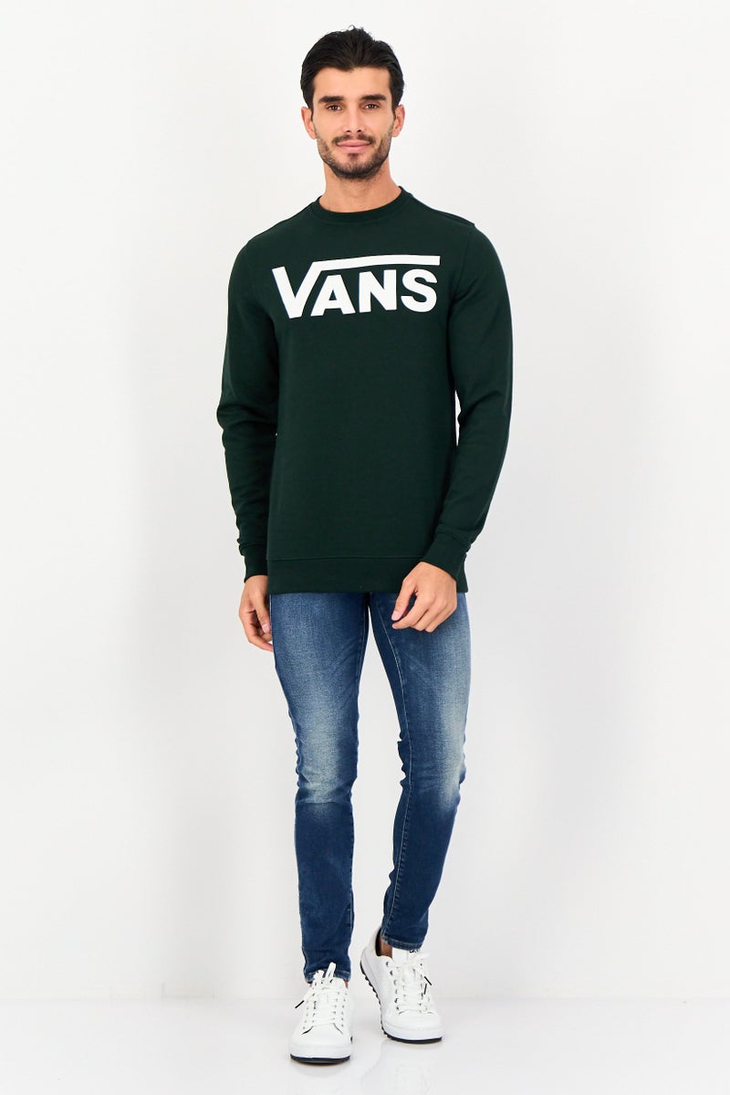 VANS سويت شيرت بأكمام طويلة للرجال بشعار العلامة التجارية، أخضر - Image 2