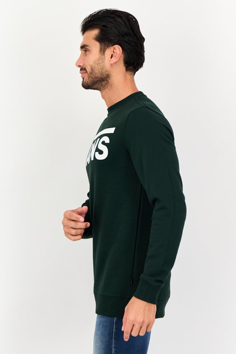 VANS سويت شيرت بأكمام طويلة للرجال بشعار العلامة التجارية، أخضر - Image 3