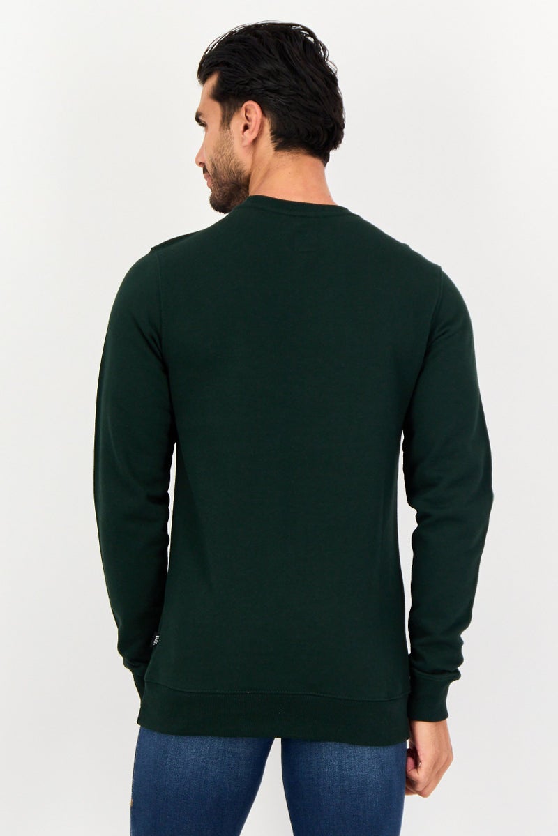 VANS سويت شيرت بأكمام طويلة للرجال بشعار العلامة التجارية، أخضر - Image 4