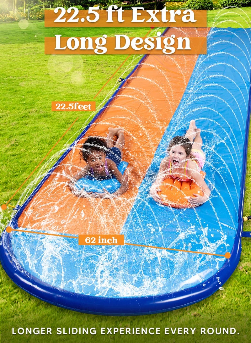 Sloosh 225FT Double Water Slides Heavy Duty Lawn Slide with Sprinkler and 2 Inflatable Boards Backyard Yard Lawn Summer Outdoor Water Toy for Kids Adults - Image 3