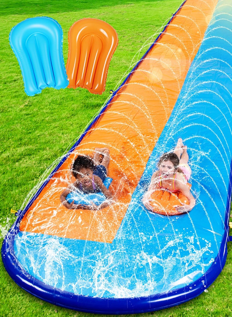 Sloosh 225FT Double Water Slides Heavy Duty Lawn Slide with Sprinkler and 2 Inflatable Boards Backyard Yard Lawn Summer Outdoor Water Toy for Kids Adults - Image 2