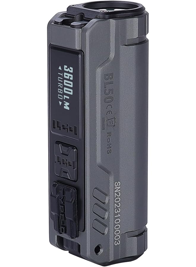 إيمالينت مصباح يدوي BL50 EDC مزود بمصباح LED بالأشعة فوق البنفسجية 365 نانومتر XHP50.3 HI LED 3600 لومن قابل لإعادة الشحن، مصباح يدوي احترافي قوي LED للاستخدام في حالات الطوارئ الخارجية والحياة اليومية (رمادي أسمنتي) - Image 1