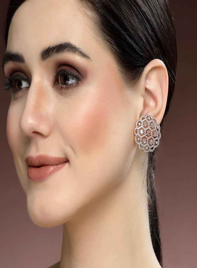 كارات كارت أقراط مرصعة بالألماس الأمريكي مطلية بالذهب الوردي من كاراتكارت للنساء - Image 2