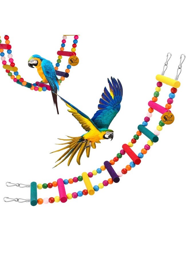 Sage Square Sage Square 48cm/19 Inches Playful Natural Wood Bead Swing Flexible Colorful Ladder Toy for Birds,Cockatiels, Lovebirds, Budgerigars, Sun Conures, Finches, African Greys, Canaries, Cockatoos, Macaws, and Budgeris  - Image 1