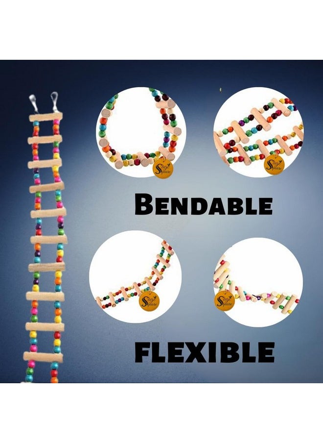 Sage Square Sage Square 48cm/19 Inches Playful Natural Wood Bead Swing Flexible Colorful Ladder Toy for Birds,Cockatiels, Lovebirds, Budgerigars, Sun Conures, Finches, African Greys, Canaries, Cockatoos, Macaws, and Budgeris  - Image 5