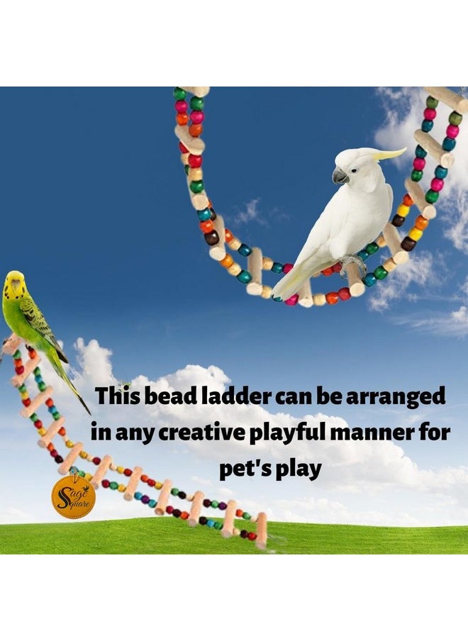 Sage Square Sage Square 48cm/19 Inches Playful Natural Wood Bead Swing Flexible Colorful Ladder Toy for Birds,Cockatiels, Lovebirds, Budgerigars, Sun Conures, Finches, African Greys, Canaries, Cockatoos, Macaws, and Budgeris  - Image 4