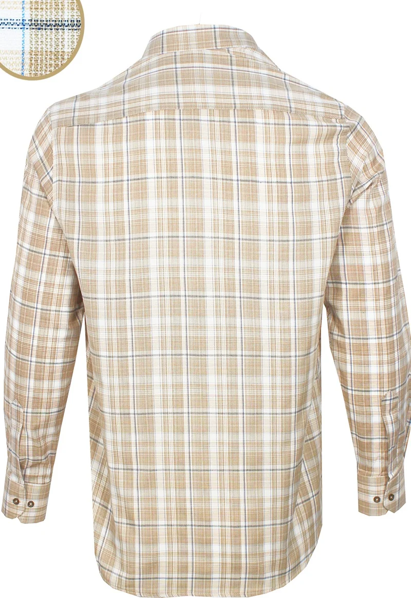 فاريتا Men's Gold Blue Checkered Classic Cut Collar Buttoned Long Sleeve Shirt