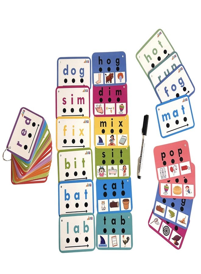 Learning Dino 100 CVC Words Flashcards - 25 CVC Families | 100 CVC Words for Preschool (Pre-K), Kindergarten,1st, 2nd, 3rd Grade | Reusable flashcards | Phonics Flsahcards | CVC Activity - Image 3