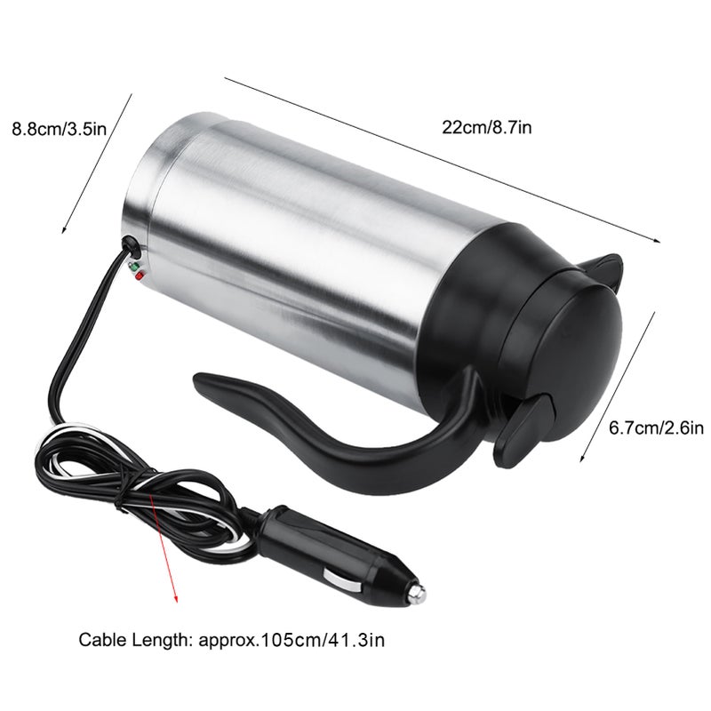 12V 750ml Car Portable Electric Travel Heating Cup Coffee Tea Boiling Mug Kettle - Image 1