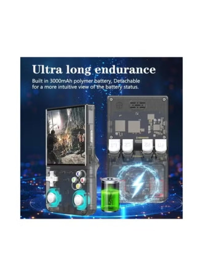 ELTRAZONE R36 Ultra Retro Handheld Game Console with 64GB Built-in Storage, 20,000+ Classic Games, 3000mAh Rechargeable Battery, Supports 20+ Emulators, Linux System, 4.0-Inch IPS Screen, Portable Pocket Arcade Gaming Device in Transparent Black – Perfect for Travel, Retro Gaming, and Nostalgic Fun - Image 4