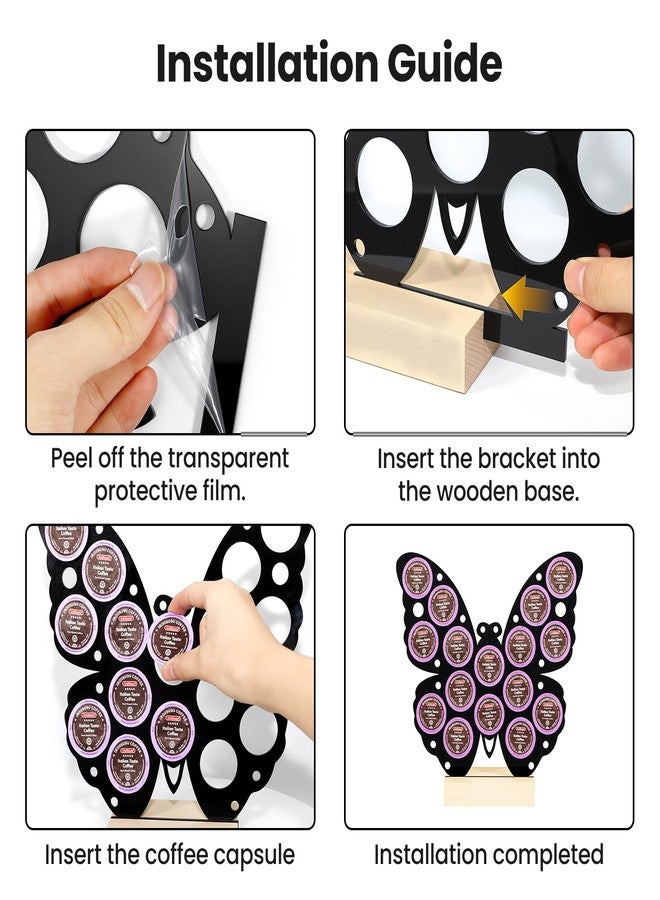 JANESVISSY Butterfly Shaped K Cup Holder, Coffee Pod Storage Organizer for 16 Capsules, Classic Black Coffee Bar Accessories, Compatible with Most K-Cups, Suitable for Home Kitchen & Office Countertop - Image 3