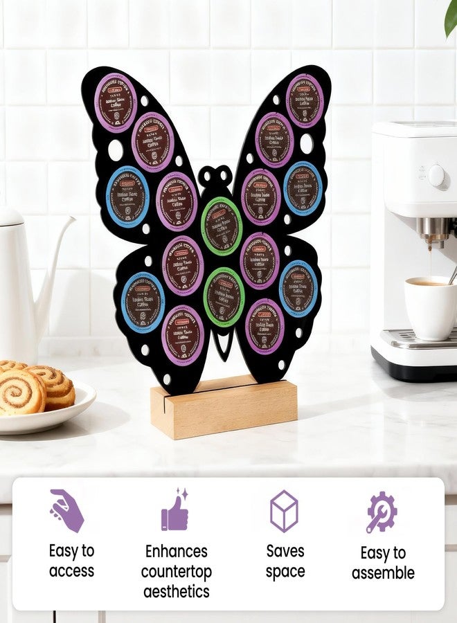 JANESVISSY Butterfly Shaped K Cup Holder, Coffee Pod Storage Organizer for 16 Capsules, Classic Black Coffee Bar Accessories, Compatible with Most K-Cups, Suitable for Home Kitchen & Office Countertop - Image 5