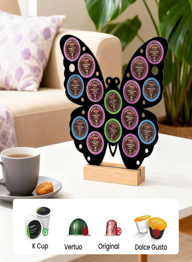 JANESVISSY Butterfly Shaped K Cup Holder, Coffee Pod Storage Organizer for 16 Capsules, Classic Black Coffee Bar Accessories, Compatible with Most K-Cups, Suitable for Home Kitchen & Office Countertop - Image 4