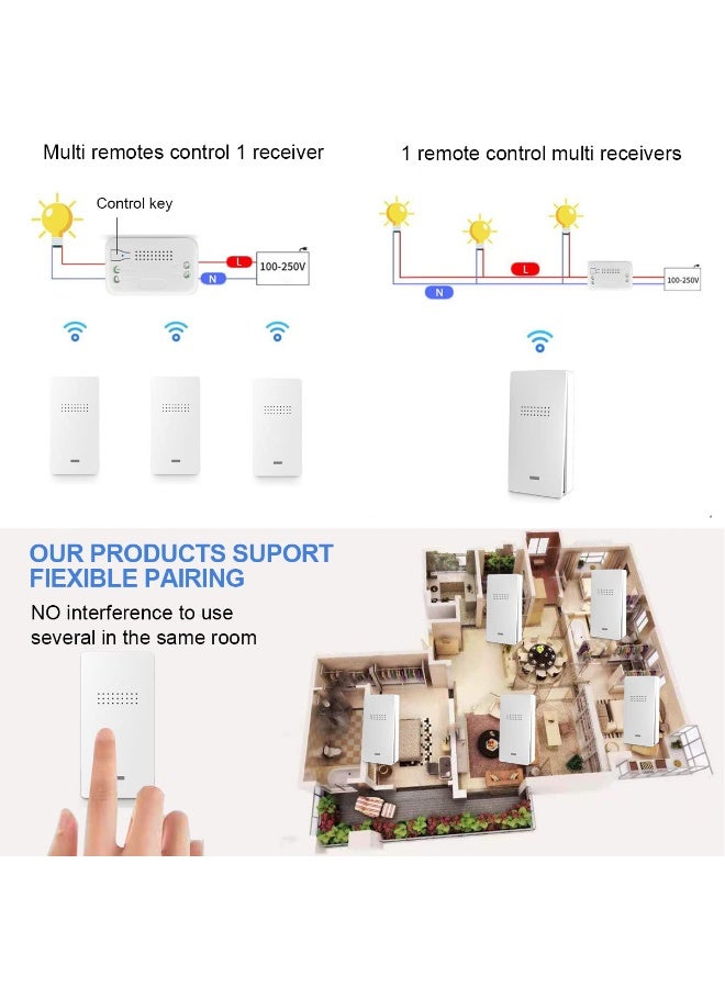 Wireless Light Switch Remote Control Switch Smart Light Switch No Wiring Needed Stable RF433 Signal 30m Range for Home Bathroom Kitchen - Image 5