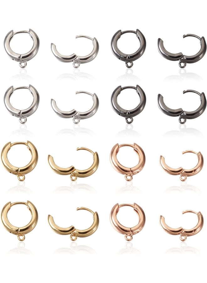 16pcs Brass Ring Hoop Earrings 4 Colors Circle Round Huggie Hoop Earwires Earring Findings with Loop for Women Girls Dangle Earring Jewelry Making - Image 1