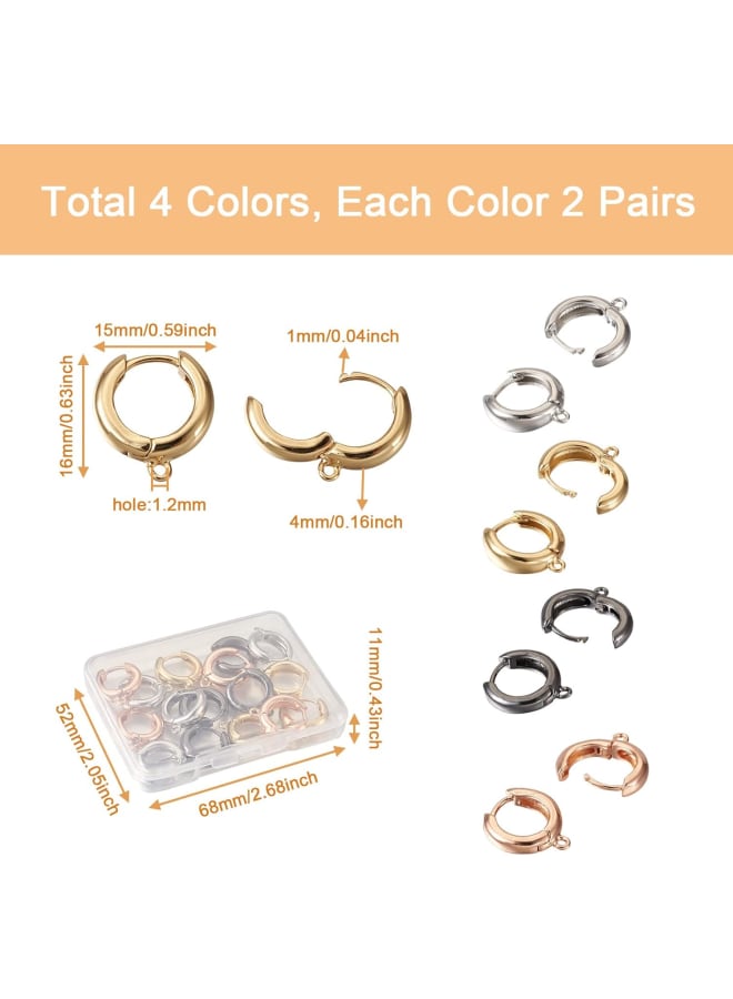 16pcs Brass Ring Hoop Earrings 4 Colors Circle Round Huggie Hoop Earwires Earring Findings with Loop for Women Girls Dangle Earring Jewelry Making - Image 4