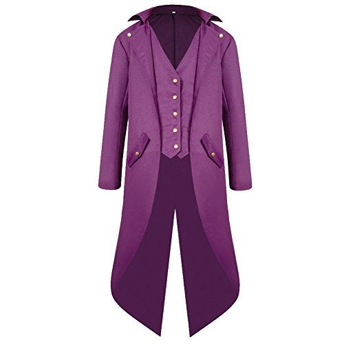 H&ZY Men's Steampunk Vintage Tailcoat Jacket Gothic Victorian Frock Coat Uniform Halloween Costume - Image 1