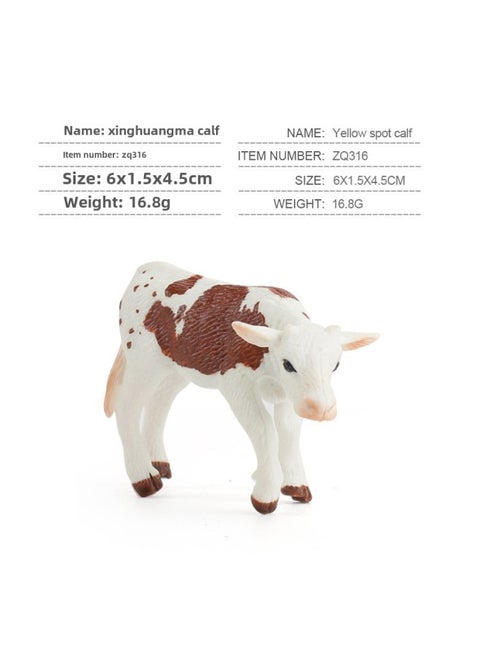 Original Direct Sales Children's Solid Simulation Animal Model Cow Cattle Ranch Solid Poultry Static Toy Ornaments-Color:Pl127-316 Walking Macular Calf 16.8g