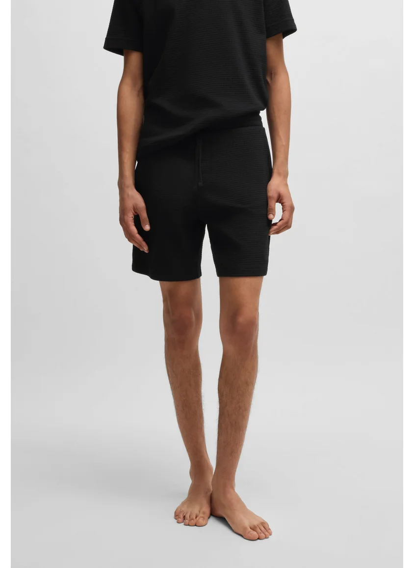 HUGO Waffle-structured pyjama shorts with embroidered logo