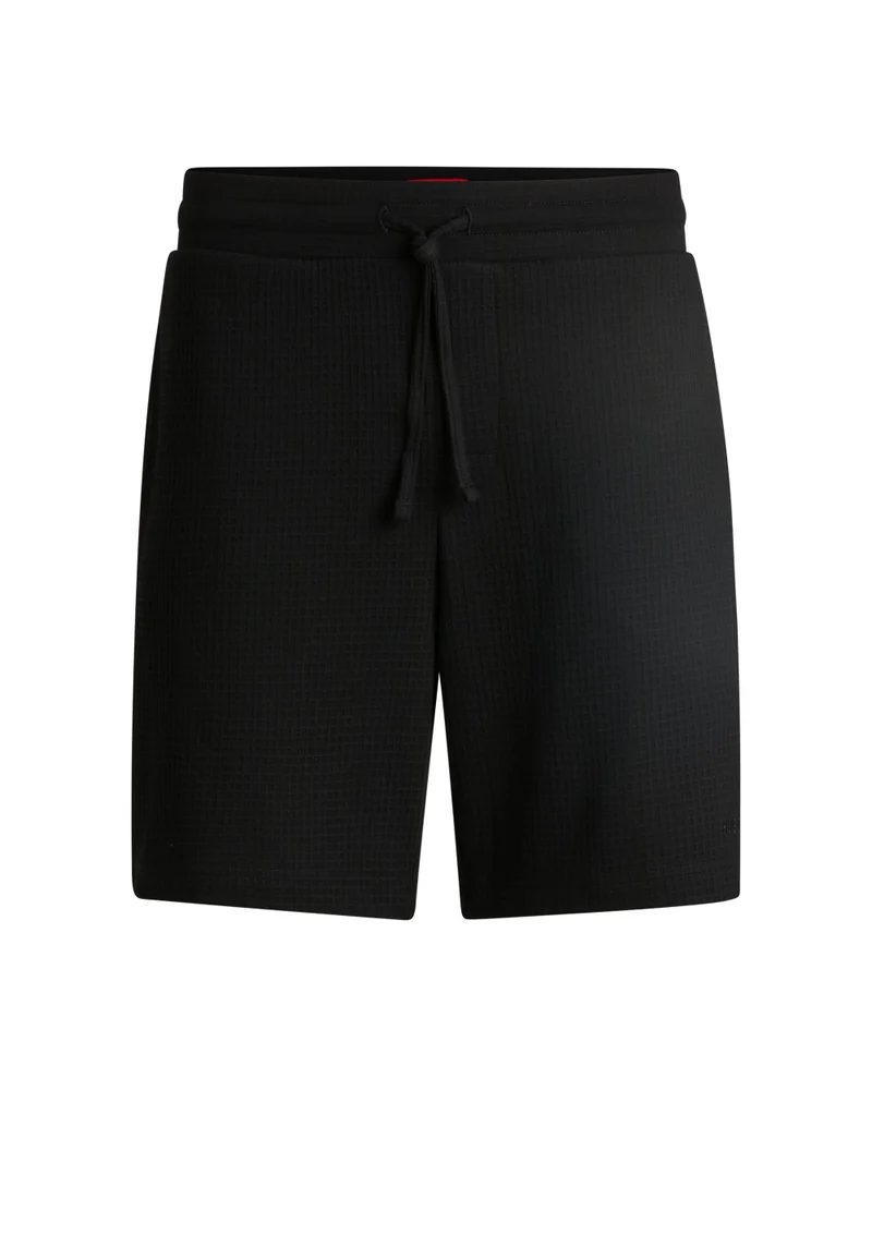 HUGO Waffle-structured pyjama shorts with embroidered logo
