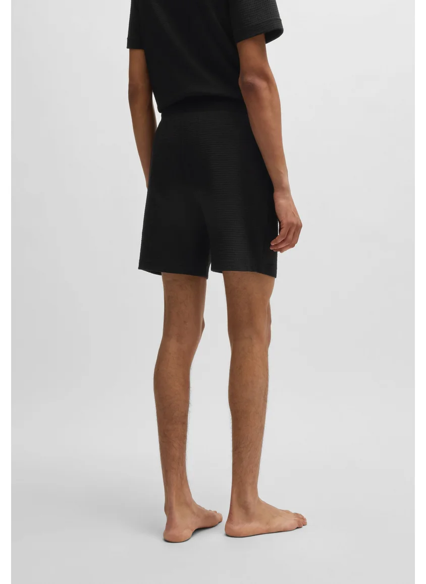 HUGO Waffle-structured pyjama shorts with embroidered logo