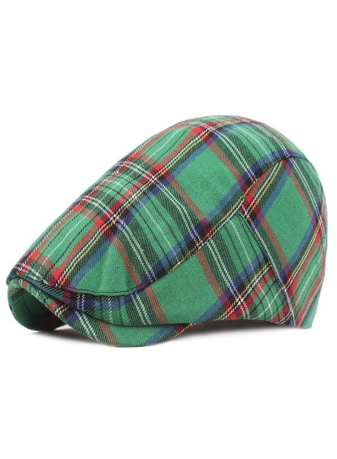 ASTOC Men's Newsboy Hat Striped Plaid Flat Cap Adjustable Ivy Gatsby Cabbie Driving Irish Beret Hat (US, Alpha, One Size, Green) - Image 1