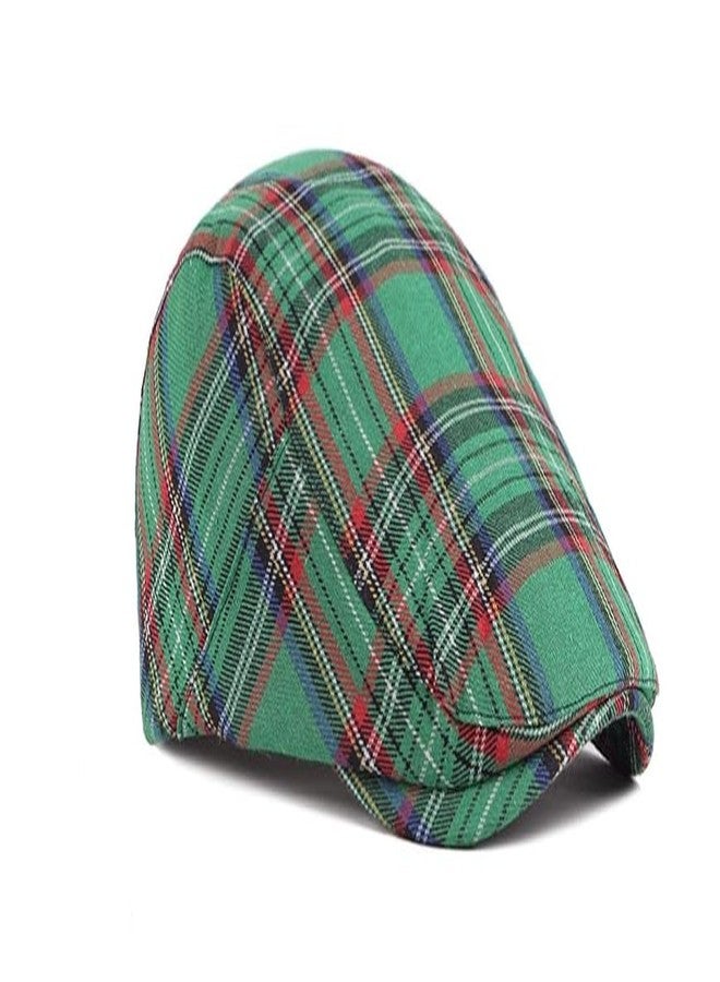ASTOC Men's Newsboy Hat Striped Plaid Flat Cap Adjustable Ivy Gatsby Cabbie Driving Irish Beret Hat (US, Alpha, One Size, Green) - Image 2