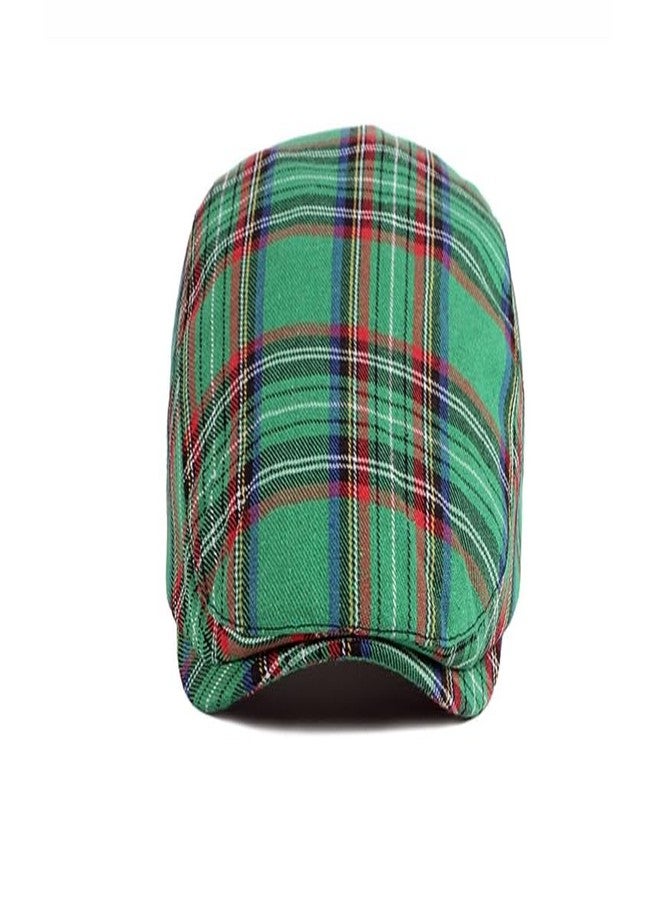 ASTOC Men's Newsboy Hat Striped Plaid Flat Cap Adjustable Ivy Gatsby Cabbie Driving Irish Beret Hat (US, Alpha, One Size, Green) - Image 3