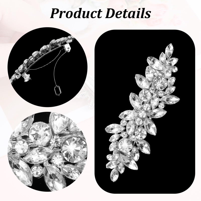 MBAIYO 2Pcs Rhinestone Hair Pins for Women, Silver Bridal Barrettes Vintage Wedding Hairpins Silver Sparkly Crystal Hair Clips for Bridal Brides Wedding - Image 2