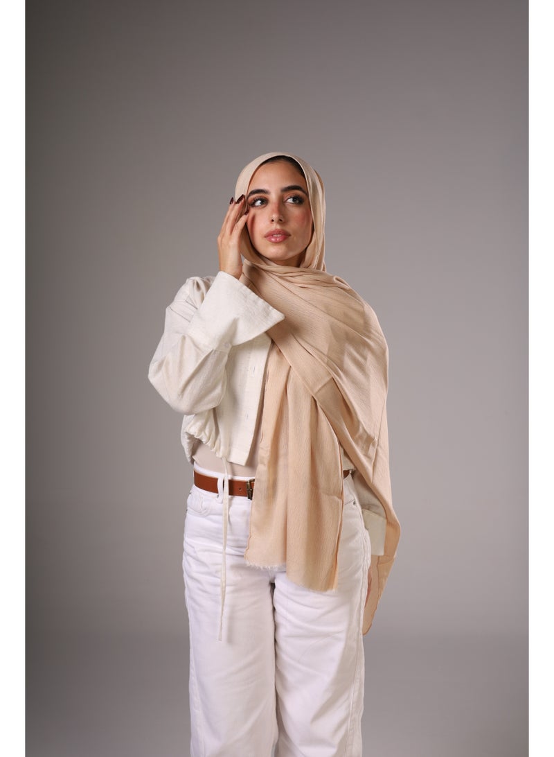 Lavezzi Cotton Sponge Modal Hijab for Women – Soft Breathable Head Scarf – Elegant Modest Fashion Head Wrap (Beige) - Image 1