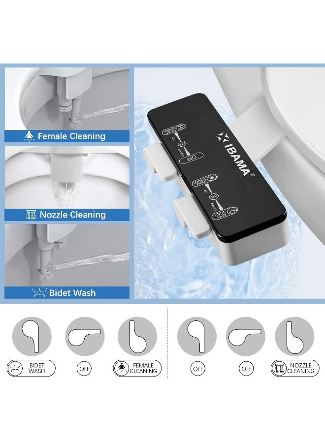 IBAMA Toilet Bidet Non-Electric Mechanical Water Sprayer Toilet Seat Compatible Attachable Bidet- Dual Nozzle, Black Color - Image 2