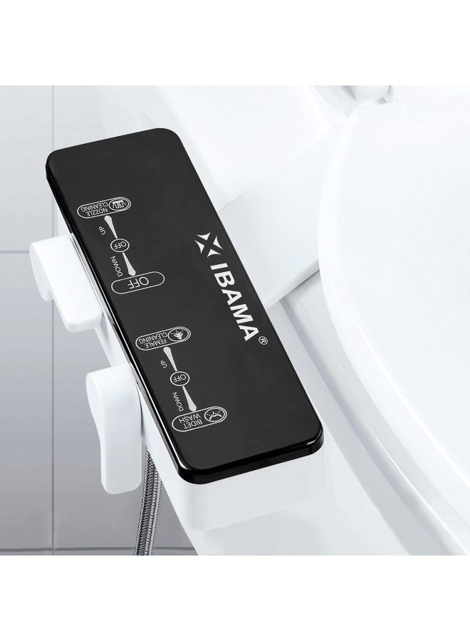 IBAMA Toilet Bidet Non-Electric Mechanical Water Sprayer Toilet Seat Compatible Attachable Bidet- Dual Nozzle, Black Color - Image 1