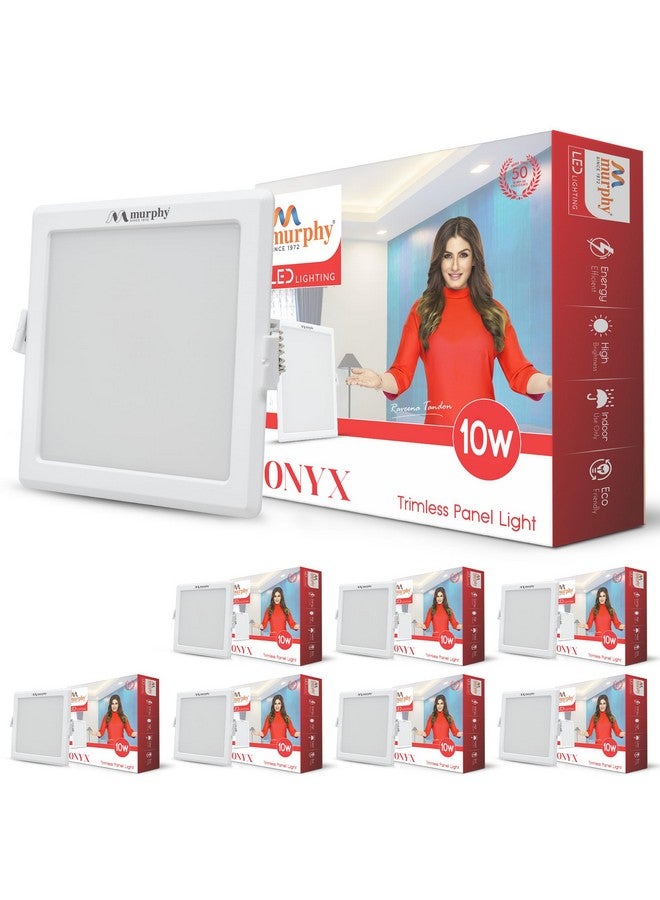 Murphy Trimless Square LED Panel Light - 10W Cool White | Glare-Free, Recessed Ceiling Downlight for Home & Commercial - Pack of 8 - Image 1