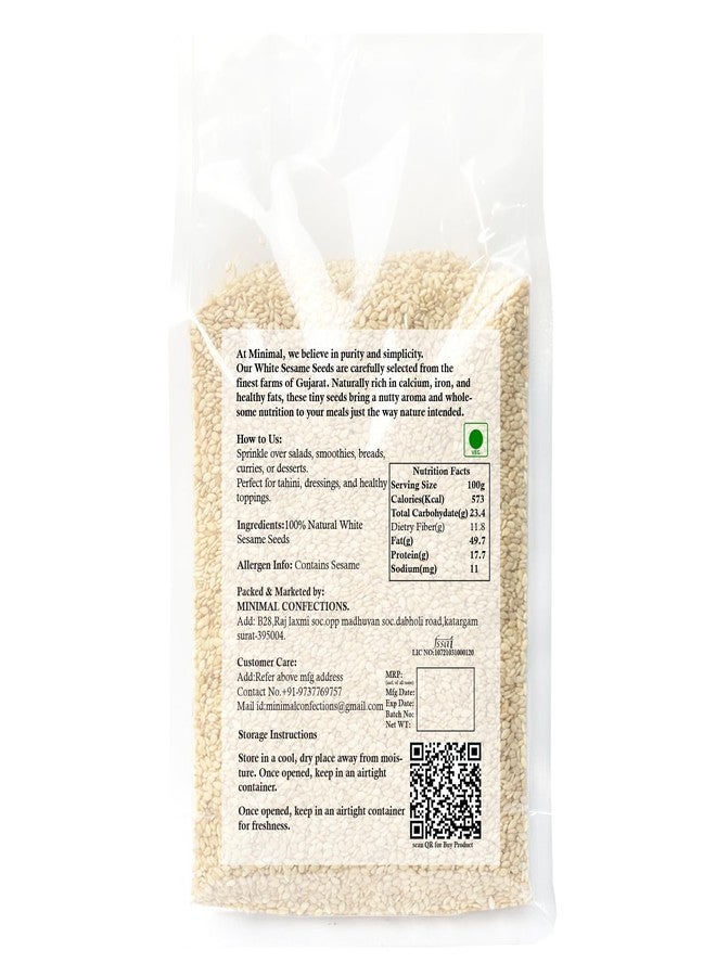 Minimal Raw Organic White Sesame Seeds 1kg - Clean and White Til (Safed Til Seeds for Eating) - Image 2