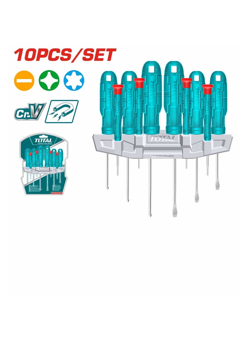 TOTAL 10PCS Screwdriver And Precision Screwdriver Set THTDC251001