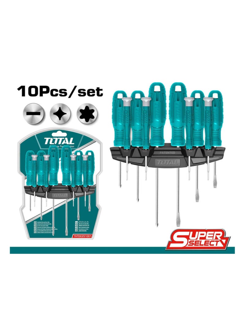 TOTAL 10PCS Screwdriver And Precision Screwdriver Set THTDC251001