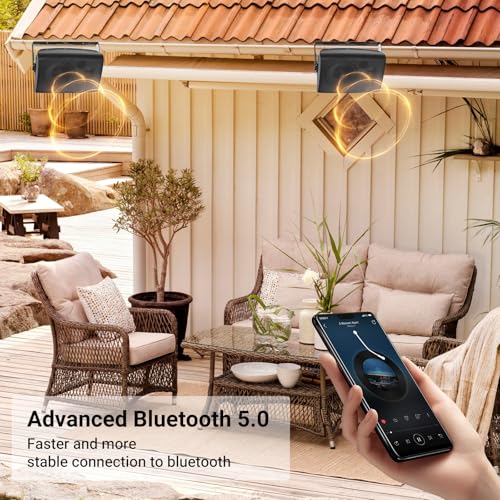 STUDIOFINIX 6.5 Inch Max 800W Outdoor Bluetooth Speakers Waterproof Wired with Multifunctional Amplifier Wall Mount Outdoor Speaker System for Patio Garden Poolside Home(4 Speakers,Black) - Image 2