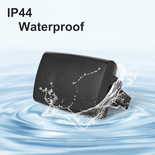 STUDIOFINIX 6.5 Inch Max 800W Outdoor Bluetooth Speakers Waterproof Wired with Multifunctional Amplifier Wall Mount Outdoor Speaker System for Patio Garden Poolside Home(4 Speakers,Black) - Image 5