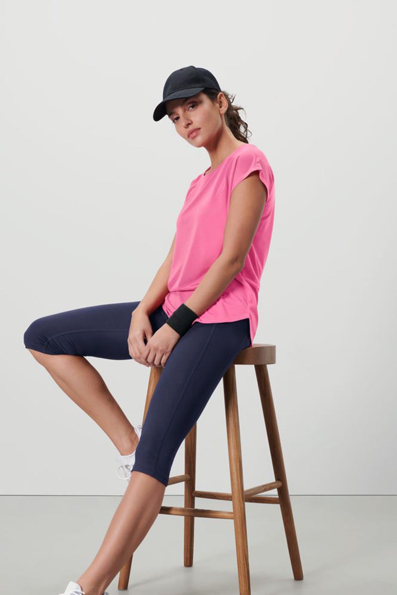 Tchibo تي شيرت تدريب بأكمام قصيرة للنساء، وردي - Image 1