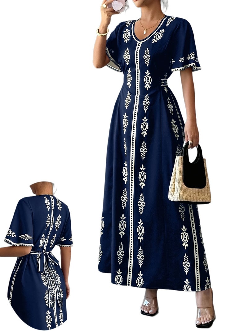 Elegant V-Neck Fashion Printed Women'S Clothing - Image 1