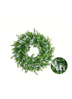 Home Elements HOME ELEMENTS Artificial Green Leaf & White Flower Wreath for Front Door, Spring Summer Wreaths Front Door Wreaths for Home Wall Window Farmhouse Decor Party Wedding Indoor Outdoor - 28cm (WRH-002)  - Image 5