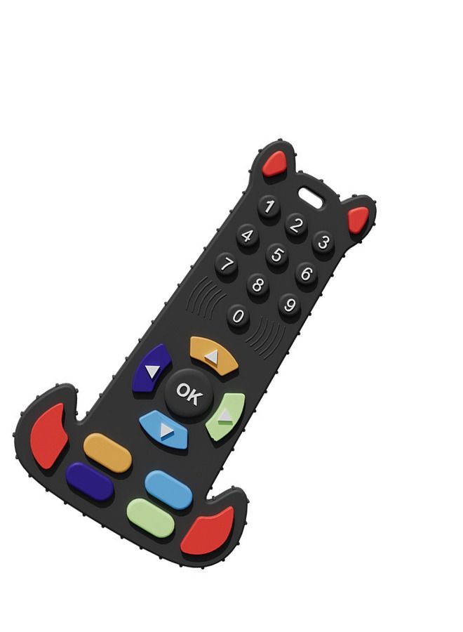 Remote Control Shape Bendable Soft Silicone Baby Teether 0 To 18 Month Black - Image 2