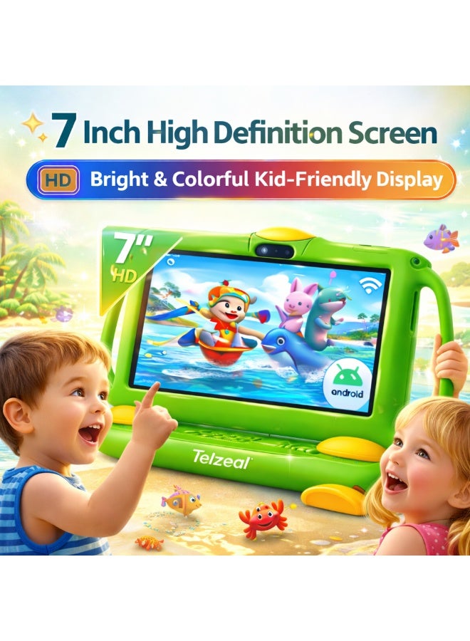 Telzeal P600 Kids Tablet Green – 7 Inch HD Display, 6GB RAM 128GB Storage, Android 10.1, 3000mAh Battery, WiFi, Front & Rear Camera, Shockproof Protective Case - Image 3