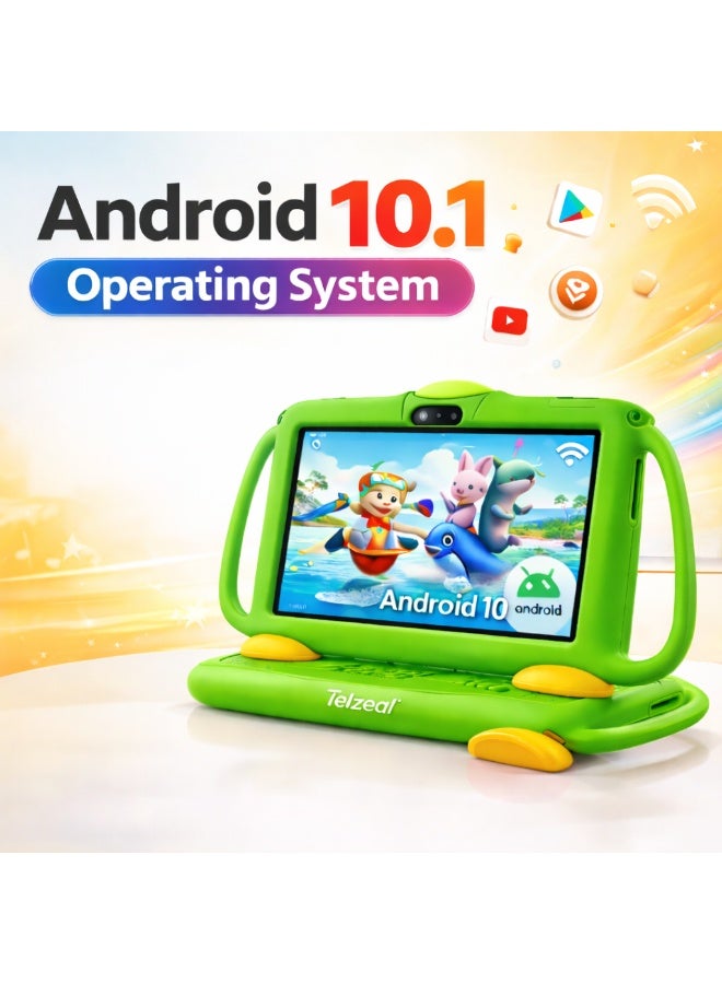 Telzeal P600 Kids Tablet Green – 7 Inch HD Display, 6GB RAM 128GB Storage, Android 10.1, 3000mAh Battery, WiFi, Front & Rear Camera, Shockproof Protective Case - Image 2
