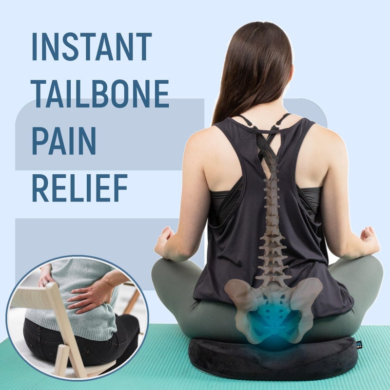 Ergonomic Innovations Donut Pillow Coccyx Seat Cushion for Tailbone Pain Relief, Hemorrhoid Pillow, Post Surgery, Postpartum Pregnancy, Back, Hip Pain, Sitting Butt Doughnut Ring, Comfortably Supports 240 Lbs Men & Women - Image 2