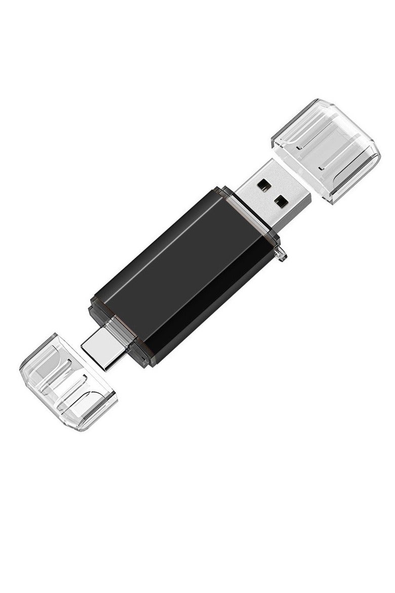 محرك أقراص فلاش USB، محرك إبهام OTG مزدوج، شريحة ذاكرة سريعة وسهلة الاستخدام، محرك أقراص USB خفيف الوزن ومحمول من النوع C للهواتف الذكية وأجهزة الكمبيوتر المحمولة والهواتف المحمولة، (قطعة واحدة، أسود، 8 جيجابايت)