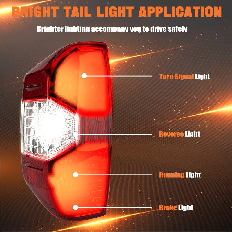 Autoverve Tail Light Assembly Fit For Toyota Tundra 2014 2015 2016 2017 2018 2019 2020 2021 Rear Left Driver Back Up Side Lens Housing Taillight Cover Replaces 81550-0C101 TO2800193(Lamp Included) - Image 3