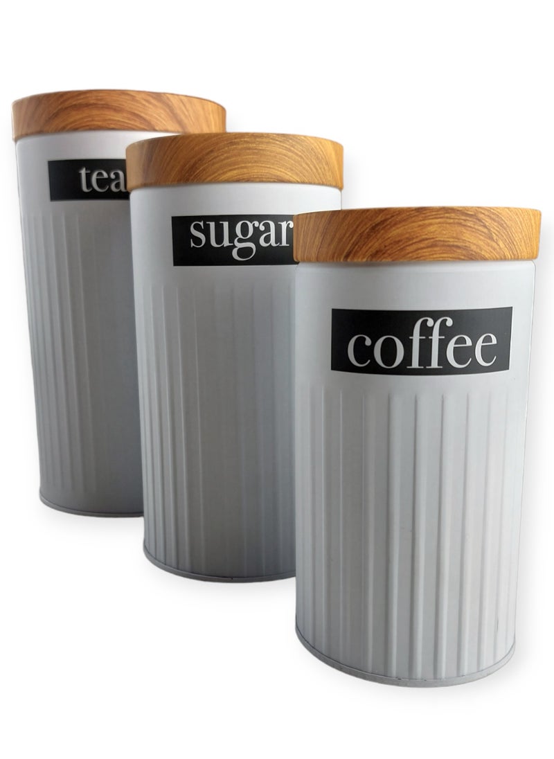 Generic Tea And Sugar And Coffee Metal Jars  - Image 1