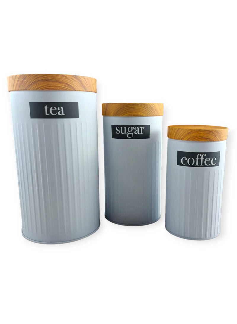Generic Tea And Sugar And Coffee Metal Jars  - Image 2
