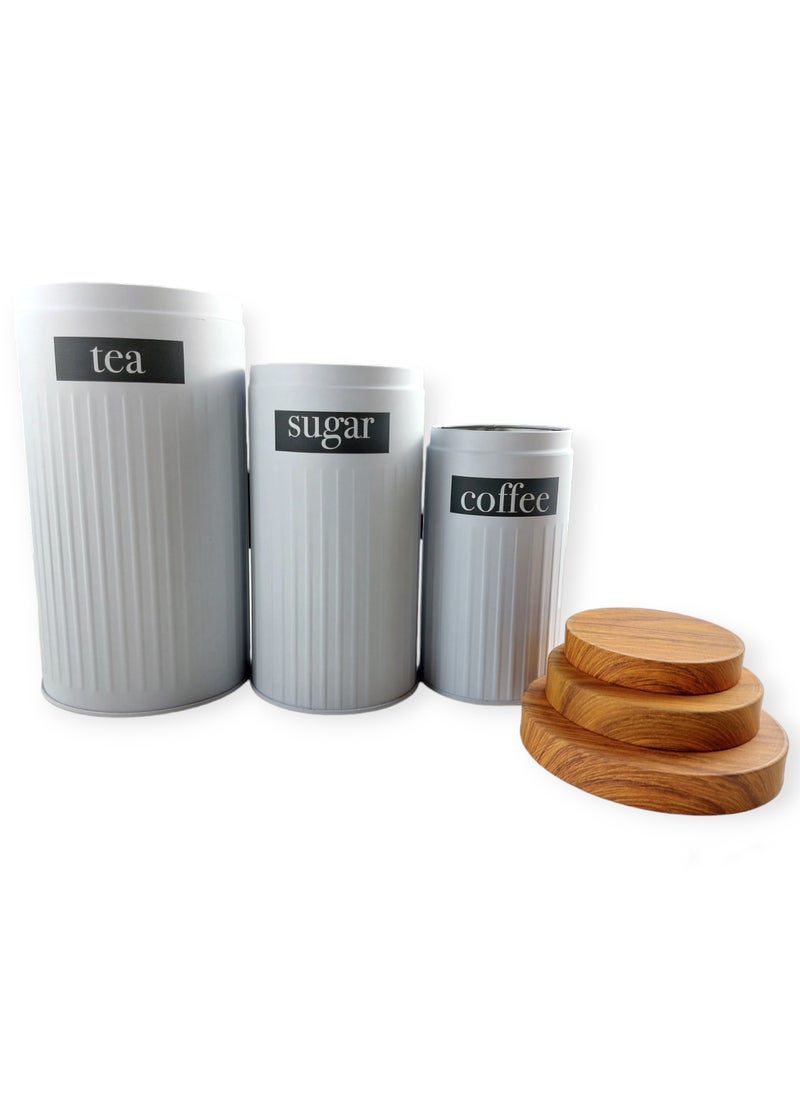 Generic Tea And Sugar And Coffee Metal Jars  - Image 3
